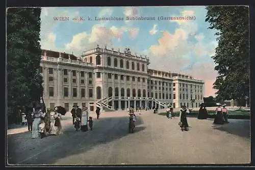 AK Wien, K. k. Lustschloss Schönbrunn, Gartenansicht