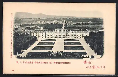 AK Wien, K. k. Lustschloss Schönbrunn mit Gartenparterre