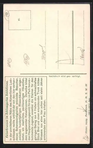 AK Wien-Schönbrunn, Kaiserbrunnen im k. k. Schlossgarten