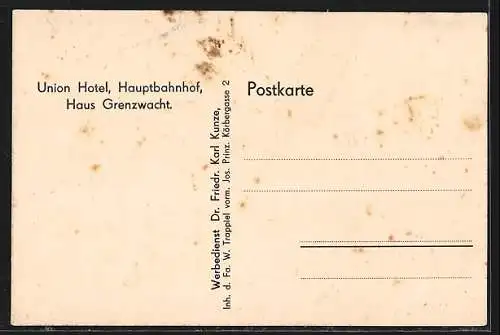 AK Aachen, Union Hotel, Hauptbahnhof, Haus Grenzwacht