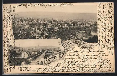 Lithographie Stuttgart-Feuerbach, Totalansicht