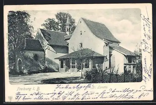 AK Freiburg i. B., Gasthaus St. Loretto und Kirche