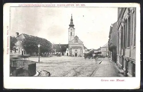 AK Mauer, Kutsche auf dem Marktplatz