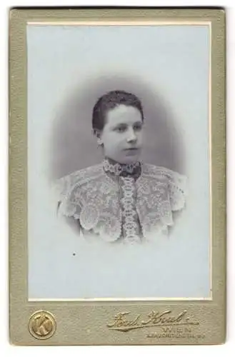 Fotografie Ferdinand Kral, Wien, Favoritenstr. 99, Portrait einer Dame mit Spitzenkragen