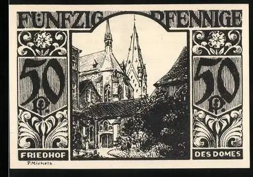 Notgeld Paderborn, 1921, 50 Pfennig, Friedhof des Domes und Magistrat