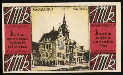 Notgeld Bückeburg, 1921, 1 Mark, Rathaus und Jäger Appell am 1. und 2. Okt. 1921