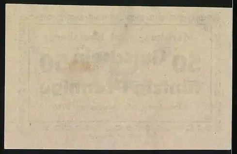 Notgeld Ebersberg / Obb. 1916, 50 Pfennig, Marktmagnistrat Gutschein über fünfzig Pfennige, 15. Dezember 1916