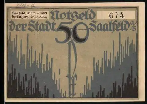 Notgeld Saalfeld / Saale 1921, 50 Pfennig, Die Feengrotten