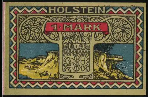 Notgeld Altona 1922, 1 Mark, Landschaft und Anweisung der Bank für Handel und Gewerbe Altona