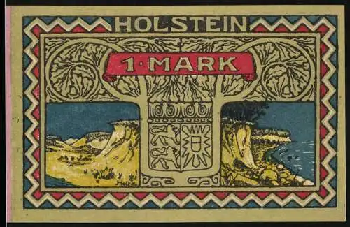 Notgeld Altona 1922, 1 Mark, Landschaft mit Klippen und Meer, Anweisung für Altona bis 1. März 1922