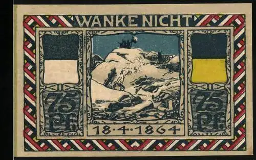 Notgeld Altona - Elbe 1922, 75 Pf, Wanke nicht, 18.4.1864, Anweisung der Bank für Handel und Gewerbe