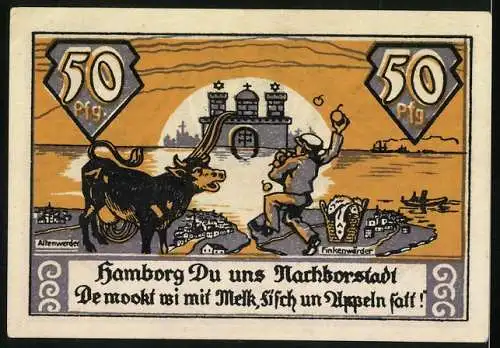 Notgeld Altenwerder 1921, 50 Pfennig, Gutschein der Gemeinden, Gültigkeit bis 31. März 1922