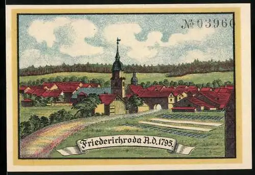 Notgeld Friedrichroda 1921, 50 Pfennig, Thüringer Landwirtschafts-Industrie-u. Gewerbe-Ausstellung