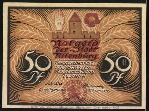 Notgeld Altenburg / S.-A. 1921, 50 Pf, Altenburger Bauern beim Kärmesetanz