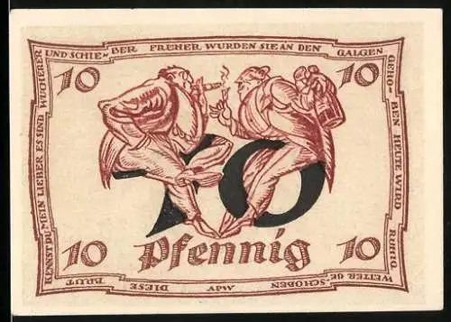 Notgeld Arnstadt 1921, 10 Pfennig, Tänzer und Reichsadler
