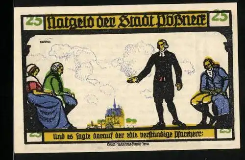 Notgeld Pössneck 1921, 25 Pfennig, Goethe Hermann und Dorothea Motive