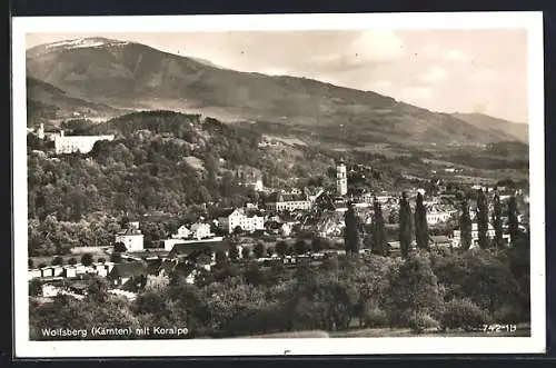 AK Wolfsberg /Kärnten, Ortsansicht mit Koralpe