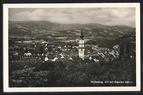 AK Wolfsberg /Kärnten, Gesamtansicht mit Saualpe