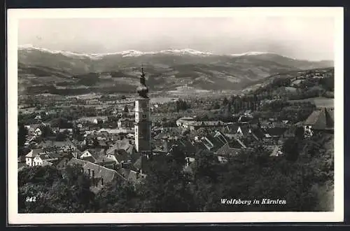 AK Wolfsberg /Kärnten, Ortsansicht mit Bergpanorama