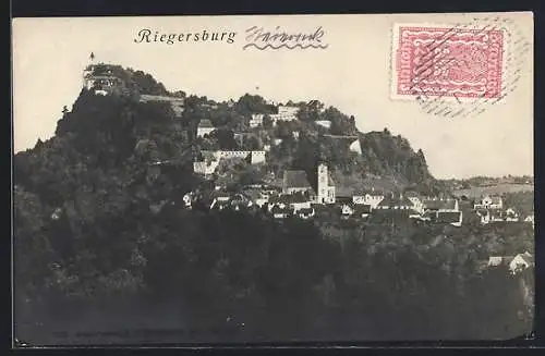 AK Riegersburg /Steiermark, Ortspanorama mit Burg