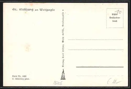 Künstler-AK St. Wolfgang, Ortsansicht am Wörthersee