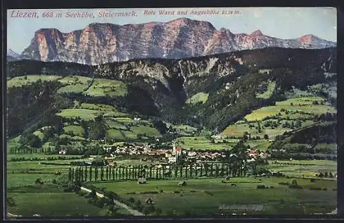 AK Liezen /Steiermark, Gesamtansicht mit Rote Wand und Angerhöhe