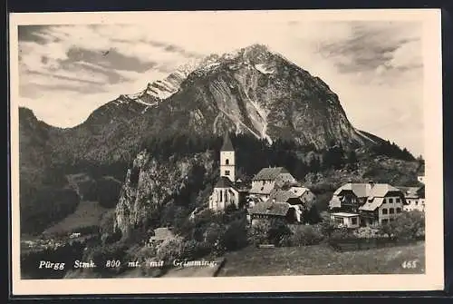 AK Pürgg /Steiermark, Ortsansicht mit Grimming