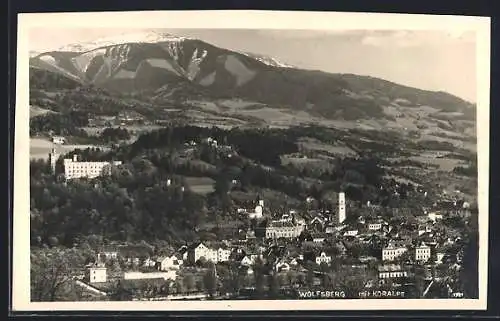 AK Wolfsberg /Kärnten, Ortsansicht mit Koralpe aus der Vogelschau