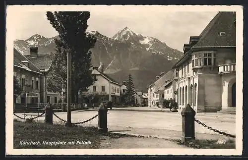 AK Kötschach, Hauptplatz mit Polinik, Cafe Rizzi