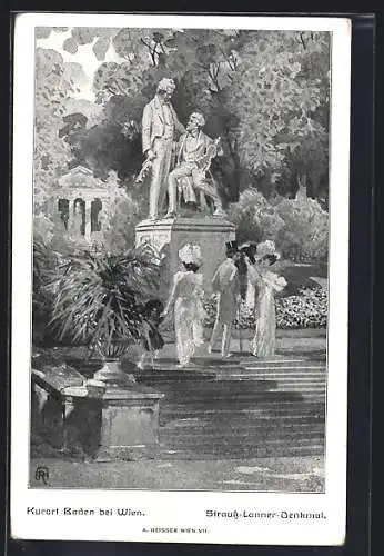 AK Baden, Strauss Lanner Denkmal