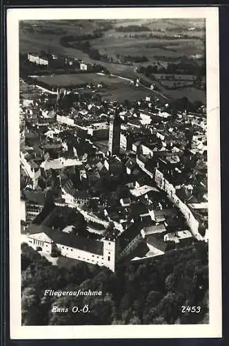 AK Enns /O.-Ö., Teilansicht vom Flugzeug aus