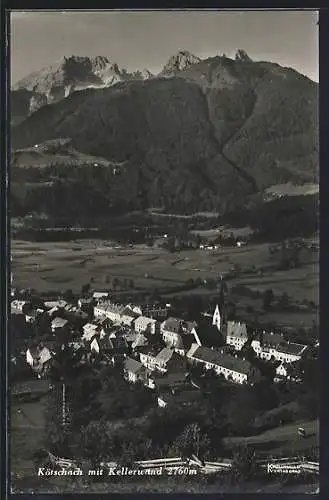 AK Kötschach, Ortsansicht gegen Kellerwand