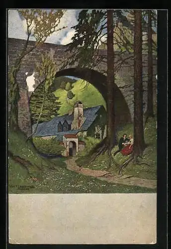 Künstler-AK Ernst Liebermann: Wie blüht es im Tale, Romantik