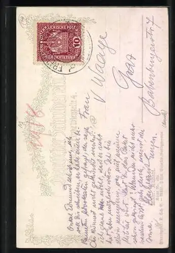 Künstler-AK E.F. Hofecker: Mähr. Altstadt, Rathaus am Marktplatz