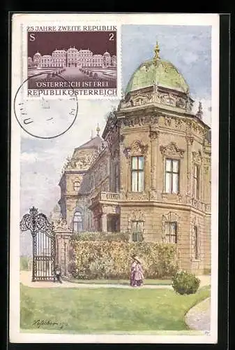 Künstler-AK E.F. Hofecker: Wien, Blick zum Schloss Belvedere