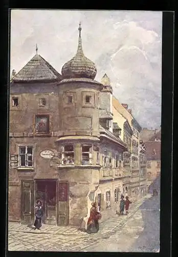 Künstler-AK Rudolf Preuss: Wien, Fasszieherhaus oder Haus zur Rondelle, Fassziehergasse, Jagdschlösschen