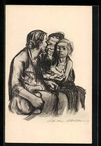 Künstler-AK Käthe Kollwitz: Frauen im Gespräch