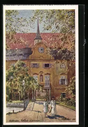 Künstler-AK Maishofen am Attersee, Schloss Kammer, Teilansicht