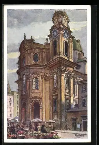 Künstler-AK E.F. Hofecker: Salzburg, Portal der Kollegienkirche