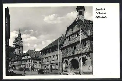 AK Amorbach, Rathaus und Katholische Kirche