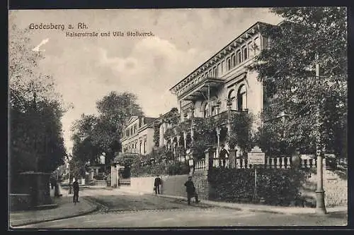 AK Godesberg a. Rh., Kaiserstrasse und Villa Stollwerk