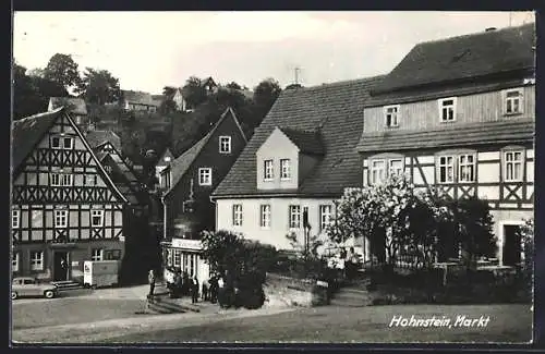 AK Hohnstein / Sa., Markt mit Lebensmittelgeschäft