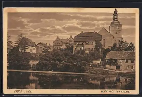 AK Auma i. Thür., Blick nach der Kirche
