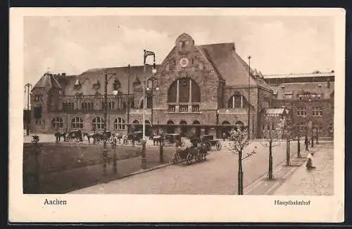 AK Aachen, Hauptbahnhof mit Strassenpartie