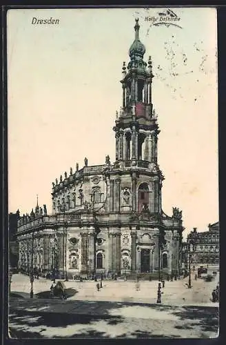 AK Dresden, Blick zur katholischen Kirche