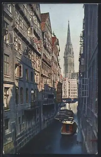 AK Alt-Hamburg, Fleth mit Blick auf die Nikolaikirche