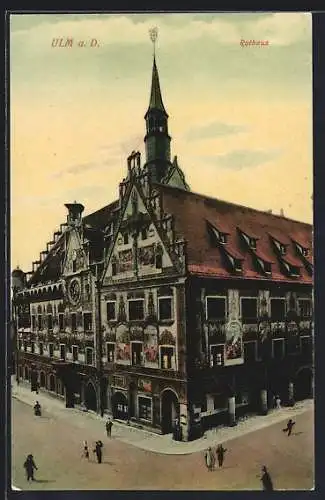 AK Ulm a. D., Rathaus aus der Vogelschau