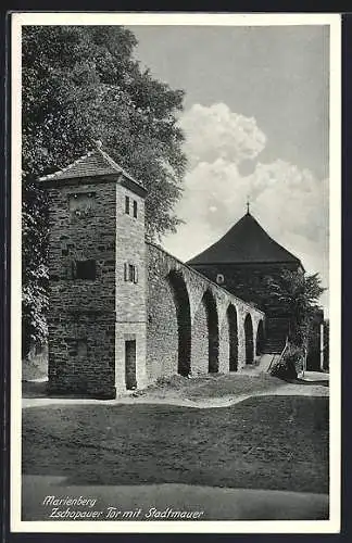 AK Marienberg / Erzgebirge, Zschopauer Tor mit Stadtmauer