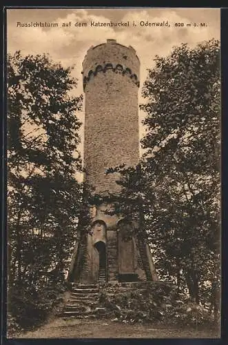 AK Waldbrunn / Odenwald, Aussichtsturm auf dem Katzenbuckel