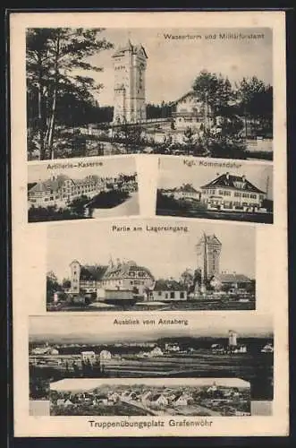 AK Grafenwöhr, Truppenübungsplatz, Wasserturm und Militärforstamt